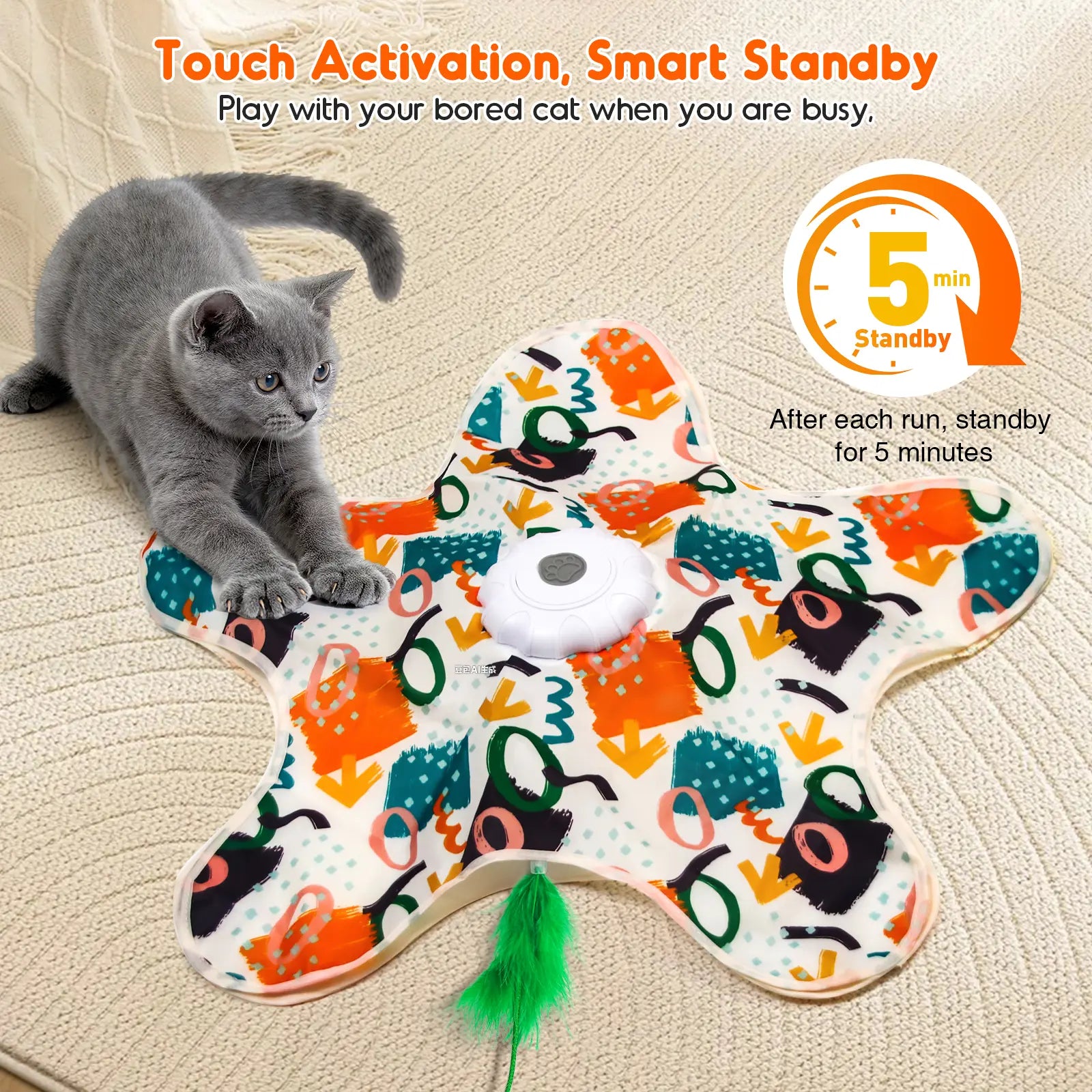 Minmin'S House Interactive Kitten Wand Teaser Toy with Lifelike Bird Chirp Rechargeable Hidden Feathers for Indoor Exercise Boredom Relief anti Depression Fun Gift for Cats