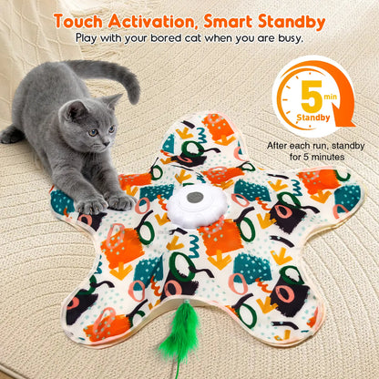 Minmin'S House Interactive Kitten Wand Teaser Toy with Lifelike Bird Chirp Rechargeable Hidden Feathers for Indoor Exercise Boredom Relief anti Depression Fun Gift for Cats