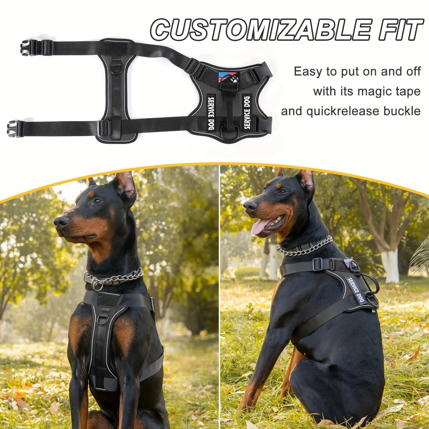 Adjustable Reflective Dog Harness, No Choke Harness, Pet Training Vest, Pet Supplies for Walking Running Training, Easy to Control Small, Medium, Large Dogs