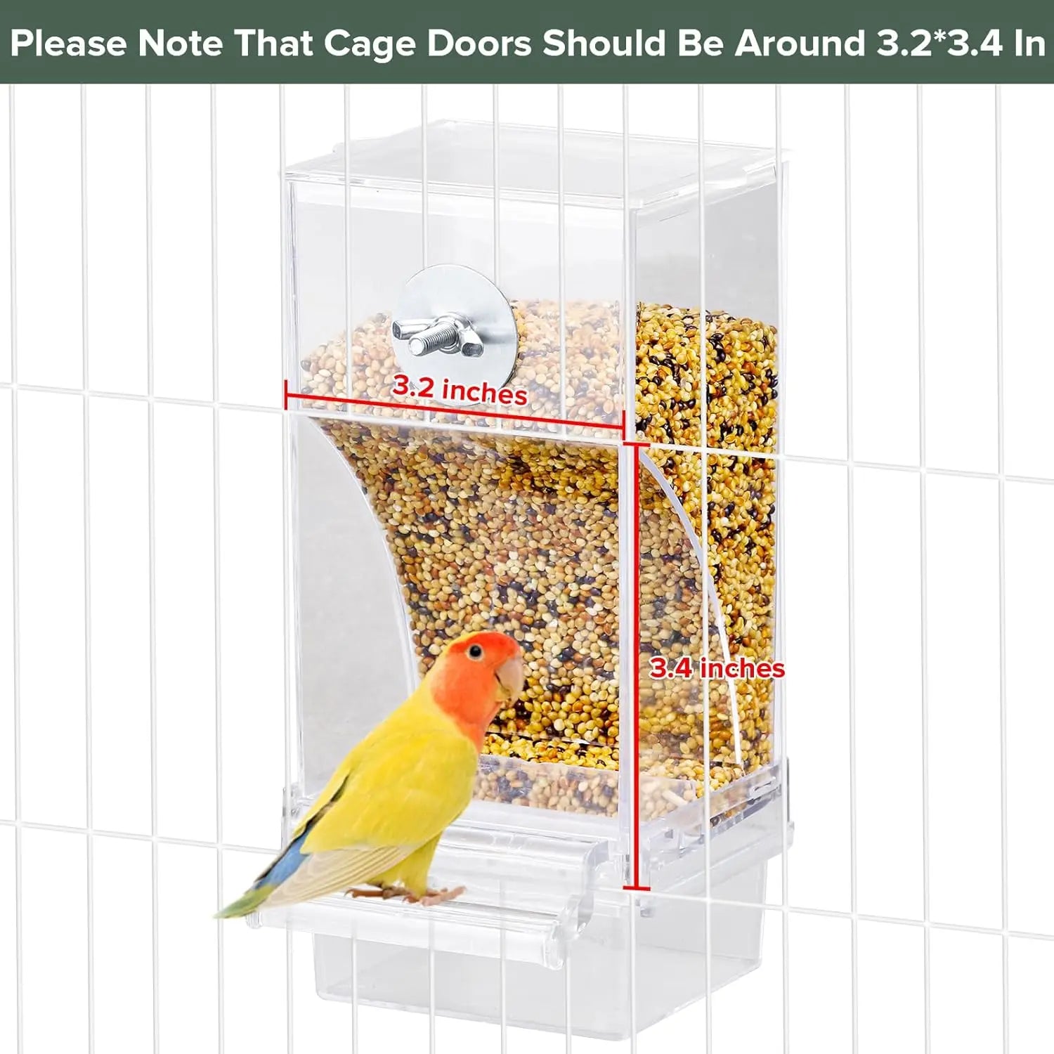 2PCS Water and Feeder Set, Parakeet Cage Additions, Parrot Seed Food Container and Water Dispenser for Siskins, Lovebirds, Parrotlets and Canaries