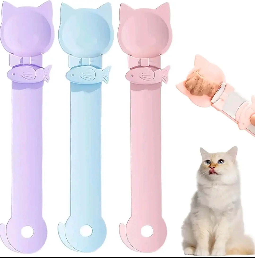 3PCS Cat Treat Spoon Set-Squeeze Feeder for Licky Treats & Wet Food Stops Kitties from Chewing Treat Bags Extra Long Handle Design for Easy Feeding , Say Goodbye to Dirty Hands or Mess on the Floor Clean Healthy Feeding Accessories