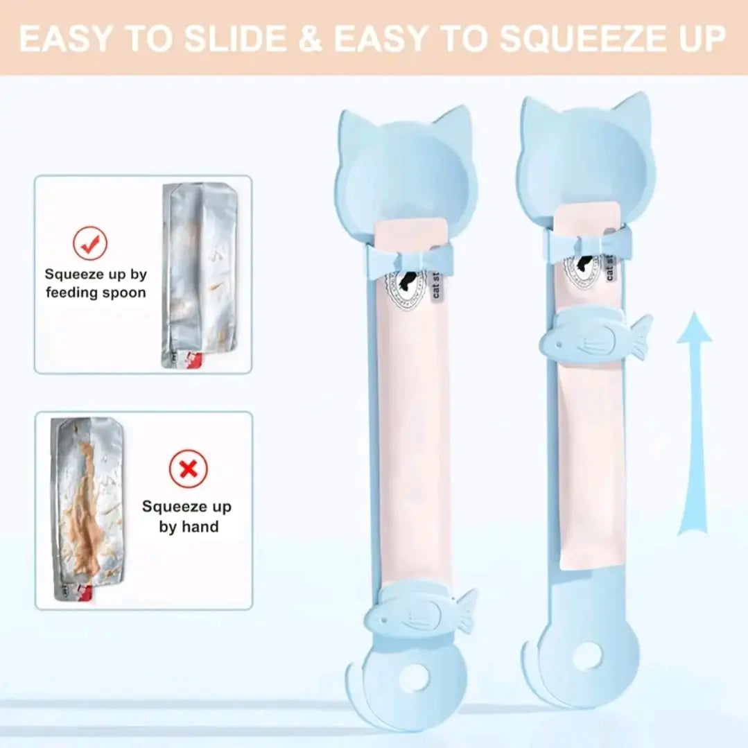 3PCS Cat Treat Spoon Set-Squeeze Feeder for Licky Treats & Wet Food Stops Kitties from Chewing Treat Bags Extra Long Handle Design for Easy Feeding , Say Goodbye to Dirty Hands or Mess on the Floor Clean Healthy Feeding Accessories