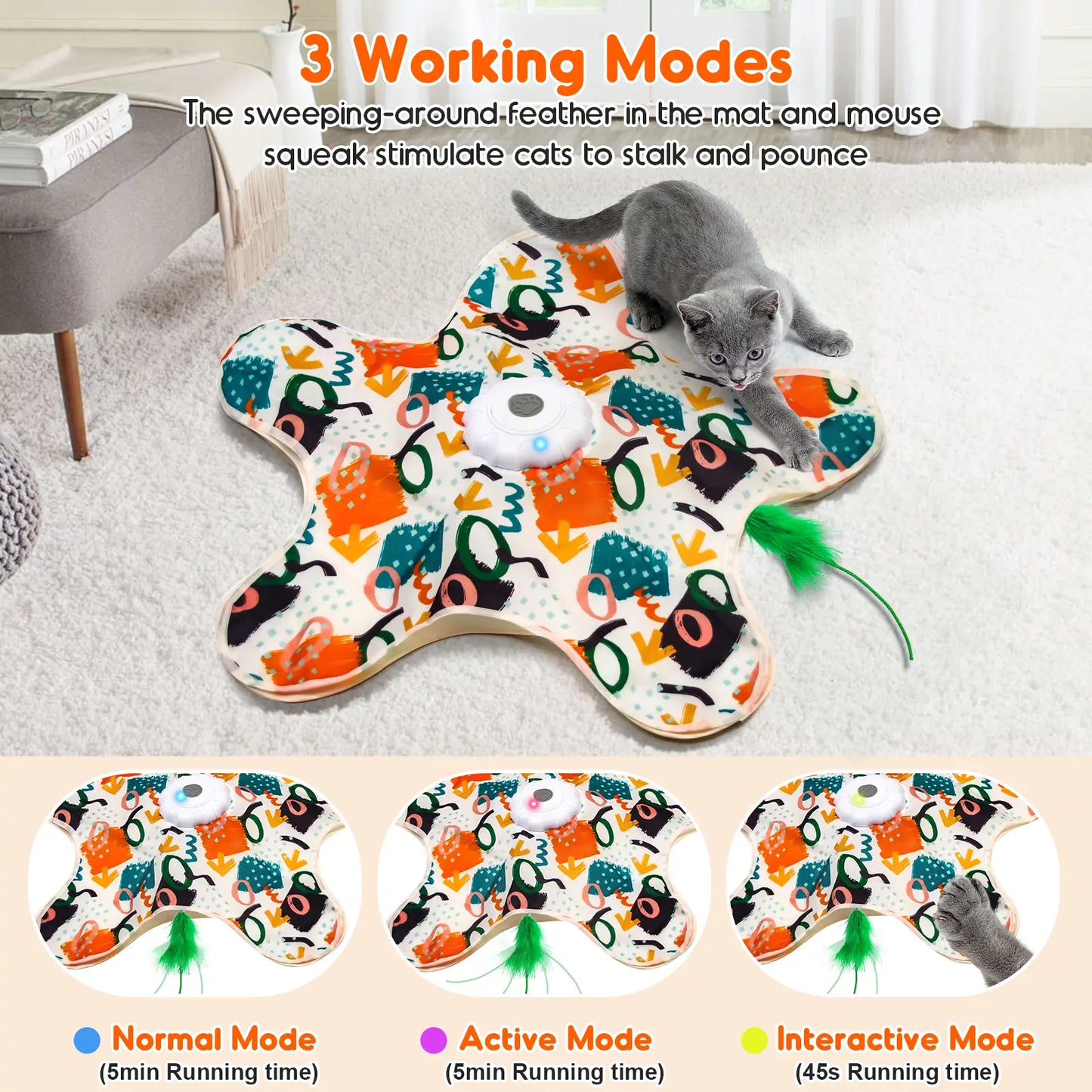 Minmin'S House Interactive Kitten Wand Teaser Toy with Lifelike Bird Chirp Rechargeable Hidden Feathers for Indoor Exercise Boredom Relief anti Depression Fun Gift for Cats