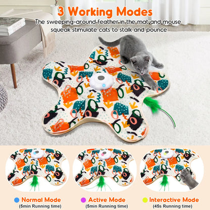 Minmin'S House Interactive Kitten Wand Teaser Toy with Lifelike Bird Chirp Rechargeable Hidden Feathers for Indoor Exercise Boredom Relief anti Depression Fun Gift for Cats