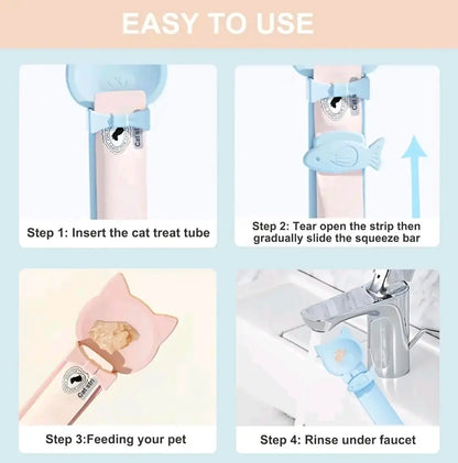 3PCS Cat Treat Spoon Set-Squeeze Feeder for Licky Treats & Wet Food Stops Kitties from Chewing Treat Bags Extra Long Handle Design for Easy Feeding , Say Goodbye to Dirty Hands or Mess on the Floor Clean Healthy Feeding Accessories