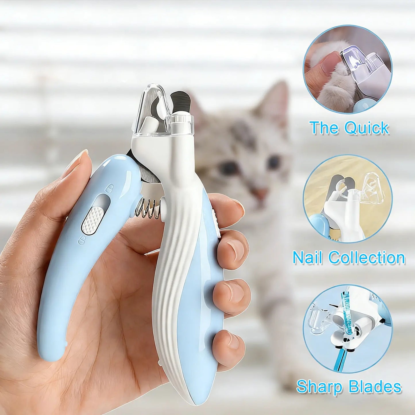 Pet Nail Clipper with LED Light, Dog Nail Trimmer, Pet Grooming Supplies Claw Trimmer Safe Guard to Avoid Overcutting the Quick for Dogs, Cats, Rabbits, Sharp Stainless Steel Blades