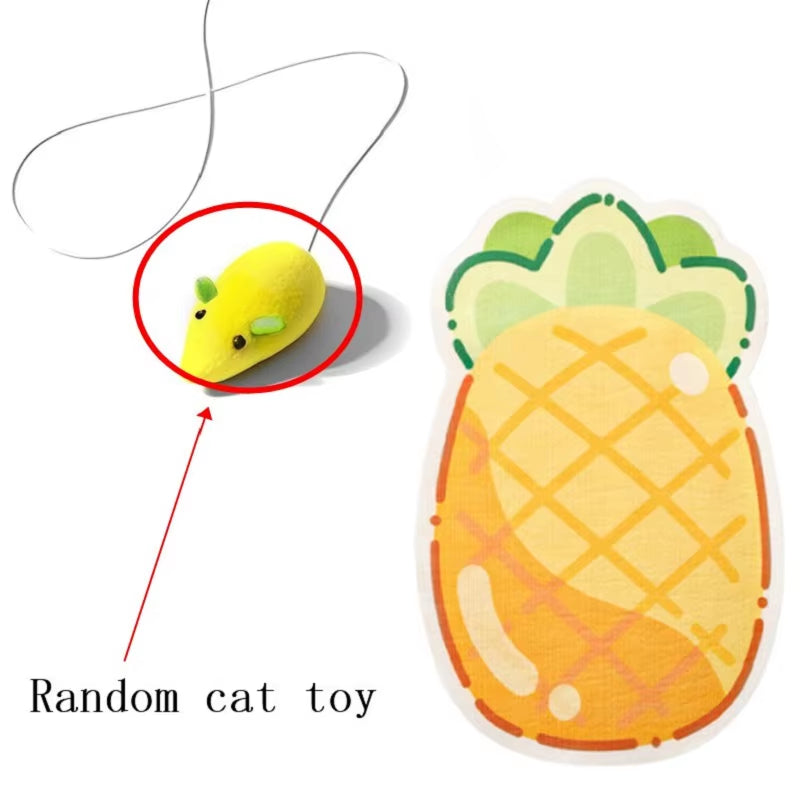 Self-Adhesive Cat Scratcher with Random Hanging Cat Toy Wall Mounted Felt Cat Scratch Mat Cats Scratcher Pad Carpet Cat Supply