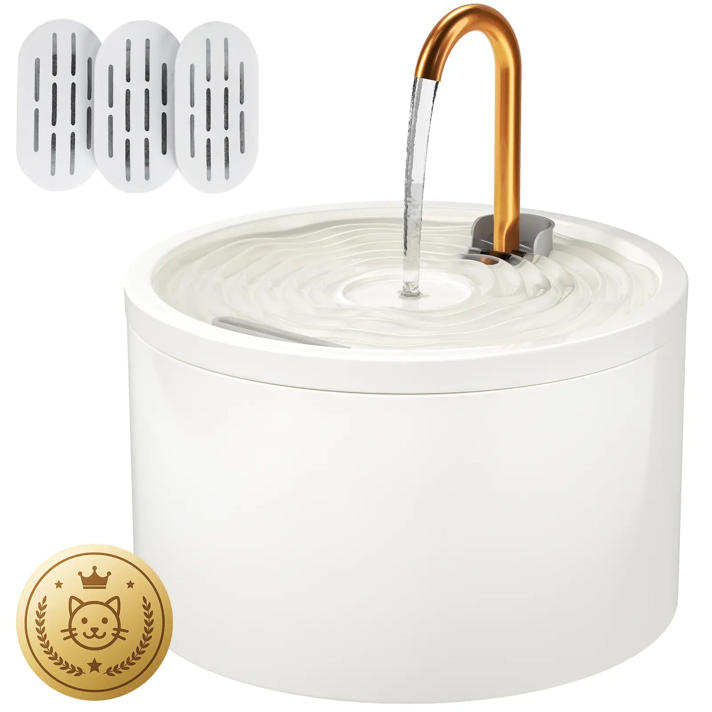 Summervibes Petlovers MISFANS 2.1L Ceramic Cat Fountain Ultra-Quiet Easy-Clean Automatic Water Bowl Feeder with Dual Filtration System Bpa-Free Natural Craftsmanship|Wired Plug-In Model
