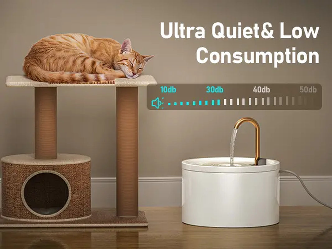 Summervibes Petlovers MISFANS 2.1L Ceramic Cat Fountain Ultra-Quiet Easy-Clean Automatic Water Bowl Feeder with Dual Filtration System Bpa-Free Natural Craftsmanship|Wired Plug-In Model