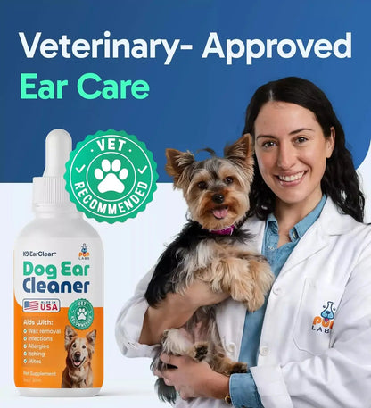 K9 Earclear Natural Ear Drops for Dogs - Soothes Irritation & Itching - Made in USA - Pet Grooming Supplement - 1Oz Dropper Bottle