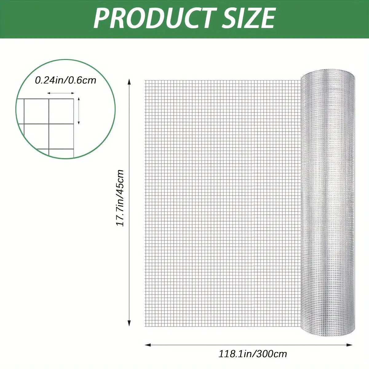Hardware Cloth,Chicken Wire Fence,1/4 Inch 18In X 10Ft Galvanized Welded Cage Wire for Bird Wire Gopher Wire Rabbit Wire Snake Fence Poultry Netting Cage Screen