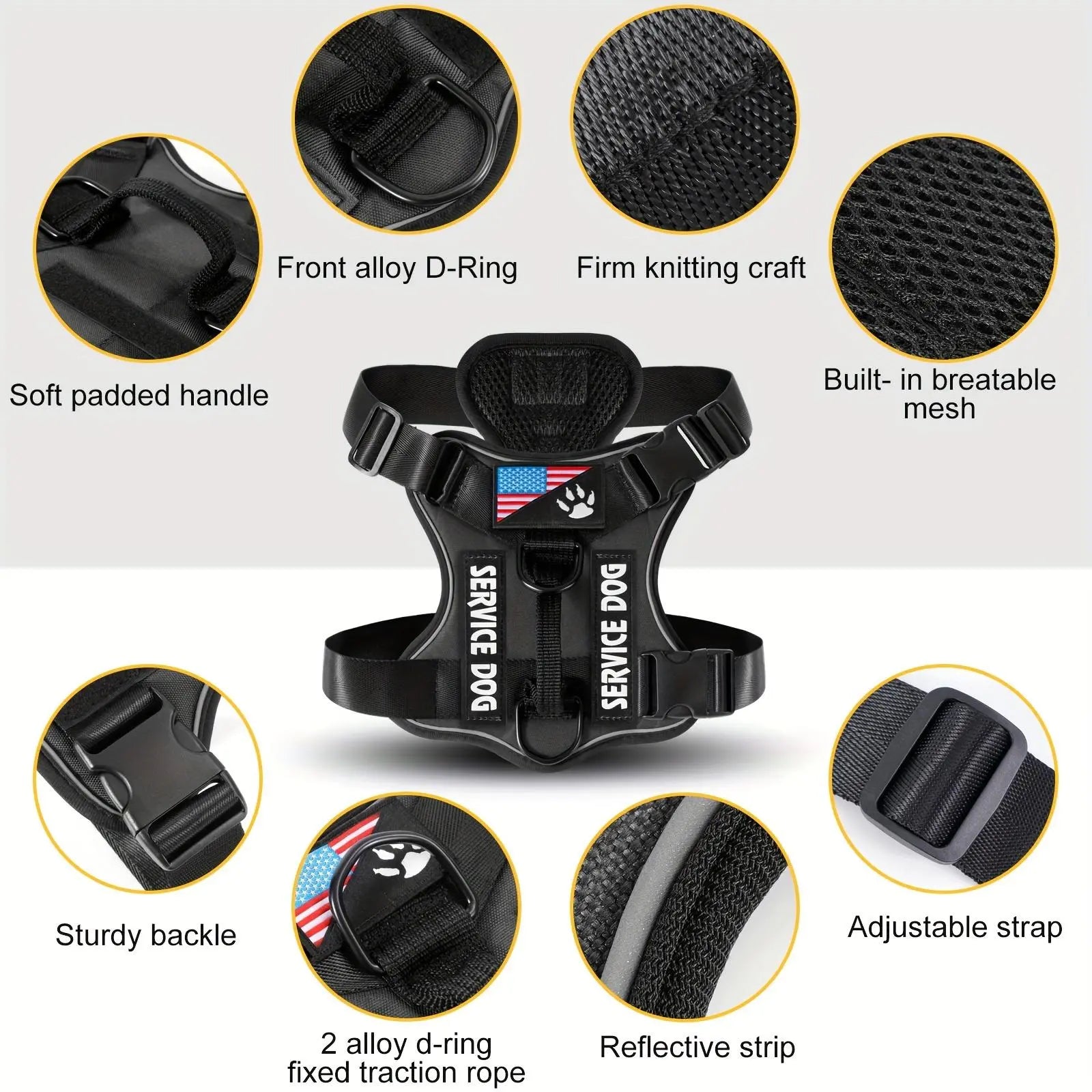 Adjustable Reflective Dog Harness, No Choke Harness, Pet Training Vest, Pet Supplies for Walking Running Training, Easy to Control Small, Medium, Large Dogs
