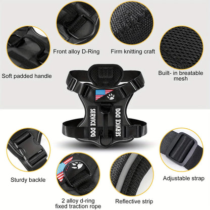 Adjustable Reflective Dog Harness, No Choke Harness, Pet Training Vest, Pet Supplies for Walking Running Training, Easy to Control Small, Medium, Large Dogs