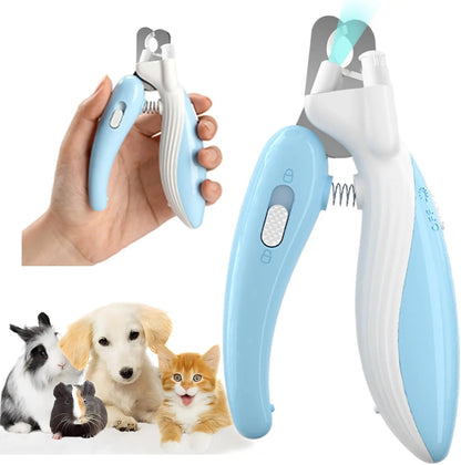 Pet Nail Clipper with LED Light, Dog Nail Trimmer, Pet Grooming Supplies Claw Trimmer Safe Guard to Avoid Overcutting the Quick for Dogs, Cats, Rabbits, Sharp Stainless Steel Blades