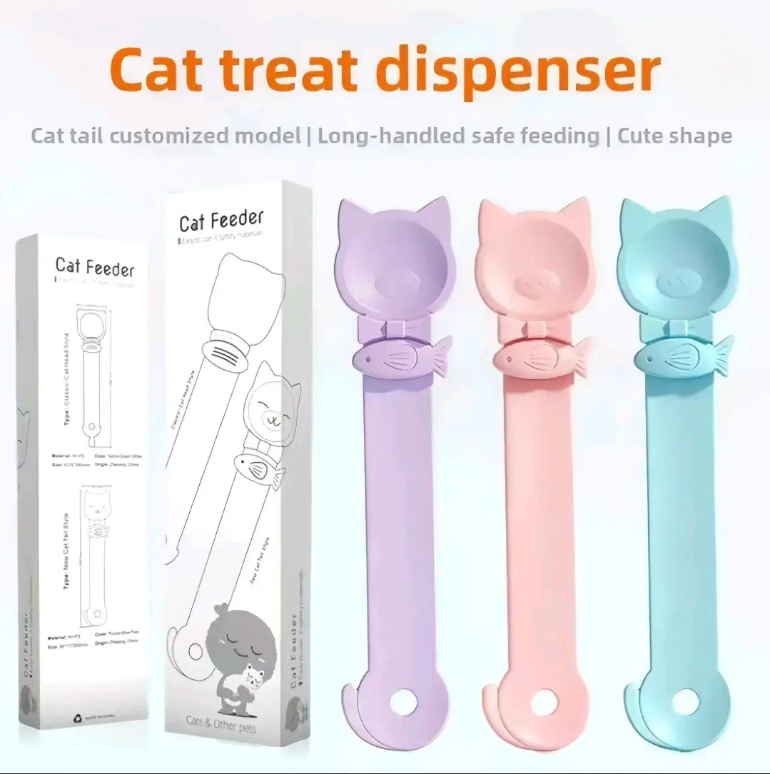3PCS Cat Treat Spoon Set-Squeeze Feeder for Licky Treats & Wet Food Stops Kitties from Chewing Treat Bags Extra Long Handle Design for Easy Feeding , Say Goodbye to Dirty Hands or Mess on the Floor Clean Healthy Feeding Accessories