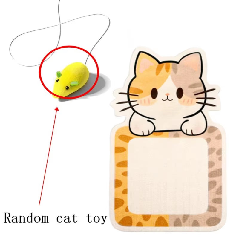 Self-Adhesive Cat Scratcher with Random Hanging Cat Toy Wall Mounted Felt Cat Scratch Mat Cats Scratcher Pad Carpet Cat Supply