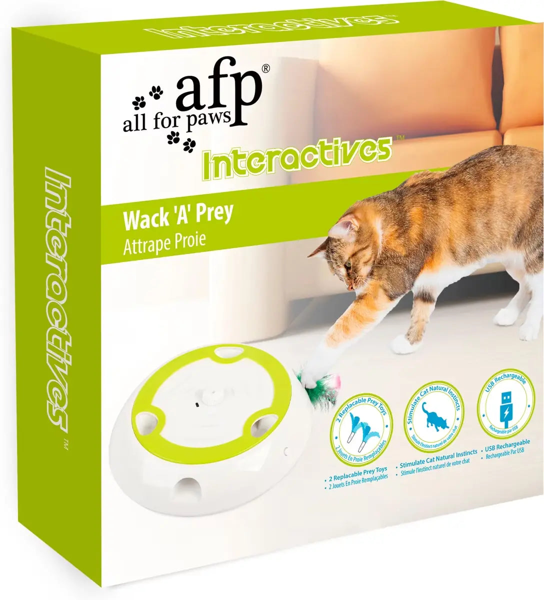 Allforpaws Whack a Mole Cat Mouse Toy for Cats - Interactive Cat Toys with Automatic Feather Mice & No Touch Sensor Required